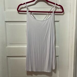 White Tank Top Deep V Criss Cross Back Detial